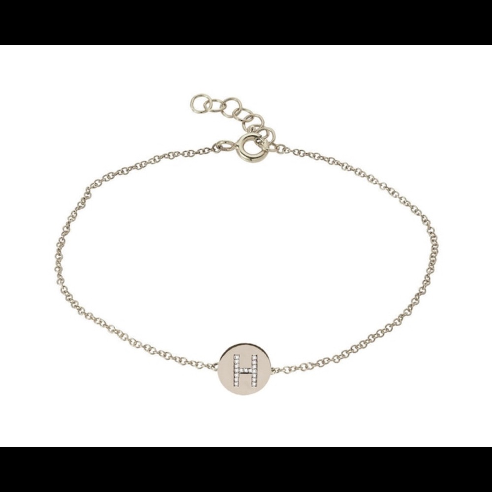 New Zoe Lev Diamond “Z” Bracelet 14k White Gold
